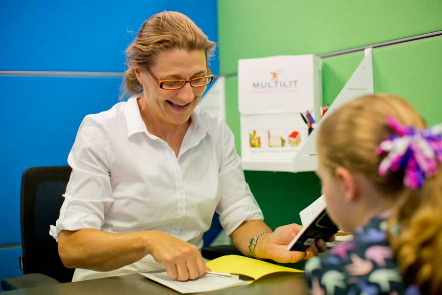 Mentor teaching young child